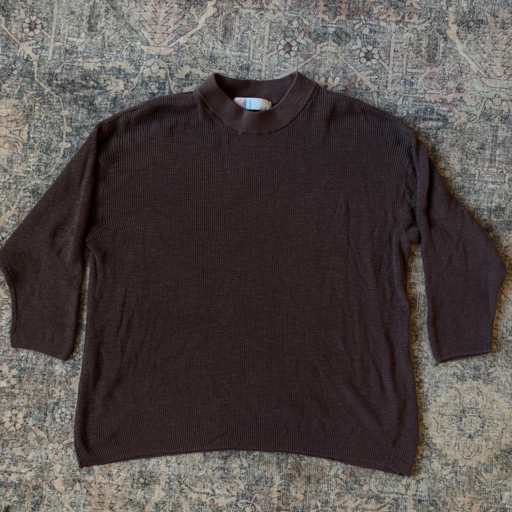 Free People Beach Malibu Brown Oversized Mock Neck Knit Sweater Small S